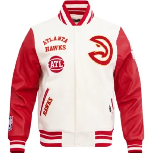 Atlanta Hawks Cream Retro Classic Wool Varsity Jacket
