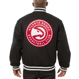 Atlanta Hawks Full One Color Black Varsity Jacket 1