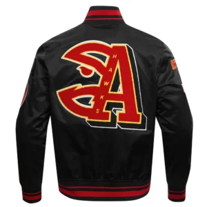 Atlanta Hawks Mashup Black Satin Varsity Jacket 3