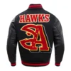 Atlanta Hawks Mashup Black Wool and Leather Varsity Jacket 3