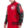 Atlanta Hawks Old English Rib Red Wool Varsity Jacket 1