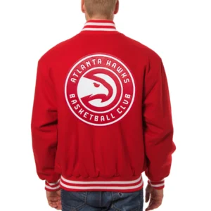 Atlanta Hawks One Color Red Varsity Jacket 1