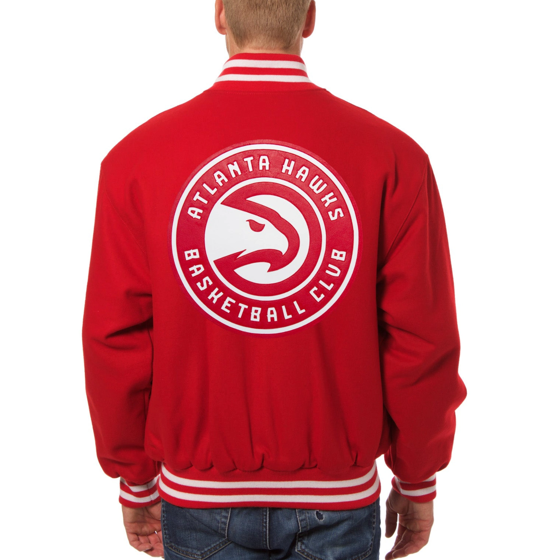Atlanta Hawks One Color Red Varsity Jacket 1