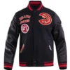 Atlanta Hawks Retro Classic Black Wool and Leather Varsity Jacket