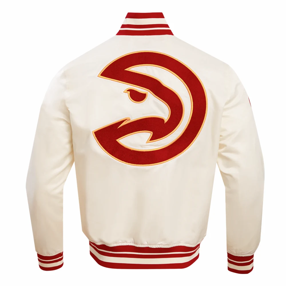 Atlanta Hawks Retro Classic Cream Varsity Jacket 2