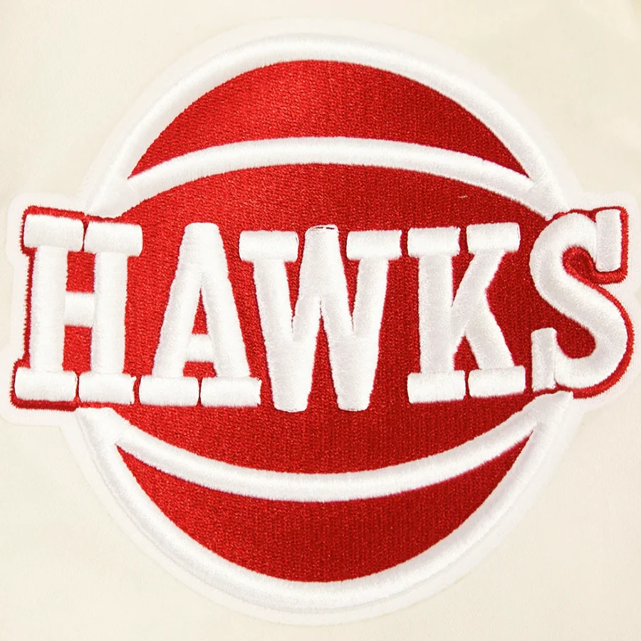 Atlanta Hawks Retro Classic Cream Varsity Jacket 3