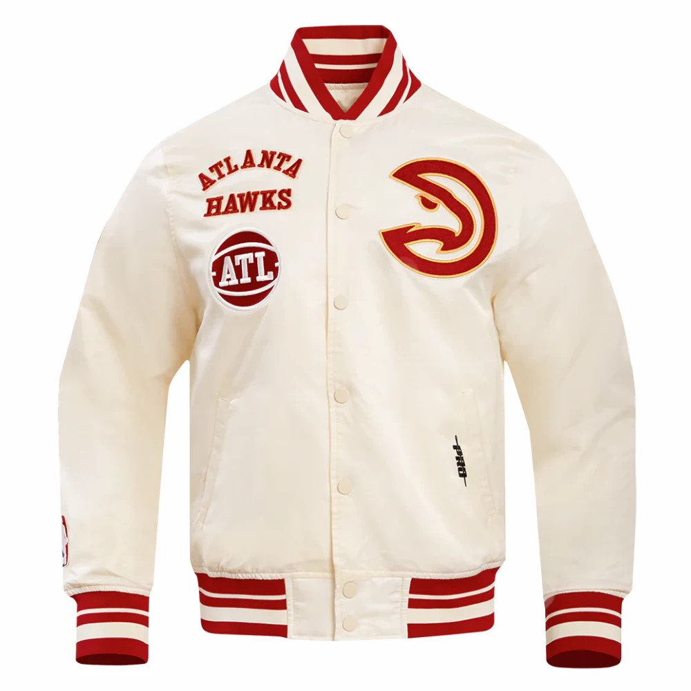 Atlanta Hawks Retro Classic Cream Varsity Jacket