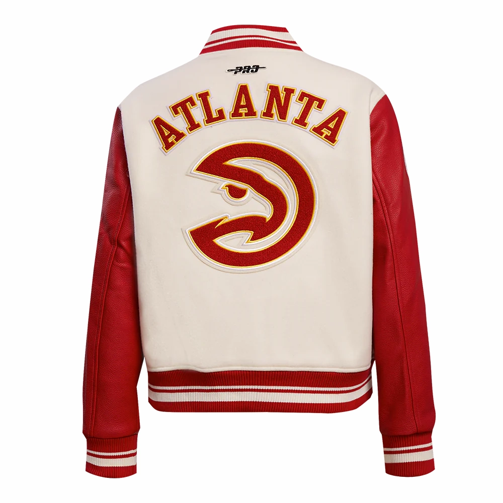 Atlanta Hawks Retro Classic Wool Varsity White Jacket 1