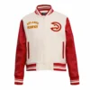 Atlanta Hawks Retro Classic Wool Varsity White Jacket