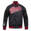 Atlanta Hawks Script Tail Black Varsity Jacket 1