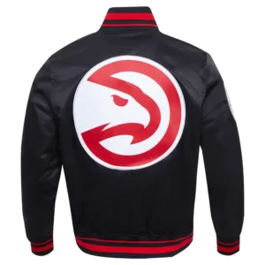 Atlanta Hawks Script Tail Black Varsity Jacket 3