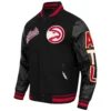 Atlanta Hawks Script Tail Black Wool Varsity Jacket