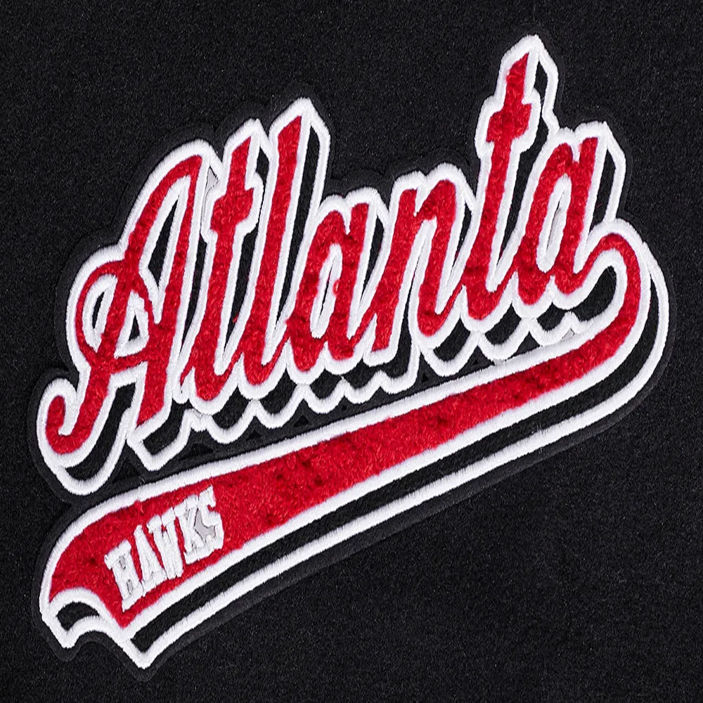 Atlanta Hawks Script Tail Black Wool Varsity Jacket 5