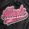 Atlanta Hawks Script Tail Ribbed Knitted Black Varsity Jacket 4
