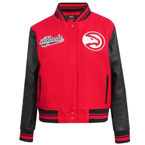 Atlanta Hawks Script Tail Wool Red Varsity Jacket