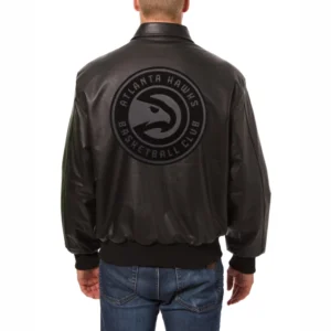 Atlanta Hawks Shirt Collar Black Bomber Jacket 1