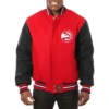 Atlanta Hawks Two Tone Red Varsity Jacket