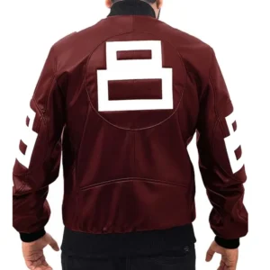 Authentic 8 Ball David Puddy - Seinfeld 8 Ball Men's Maroon Bomber Genuine Leather Jacket