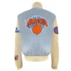 Baby Blue New York Knicks Old English Wool Varsity Jacket 1