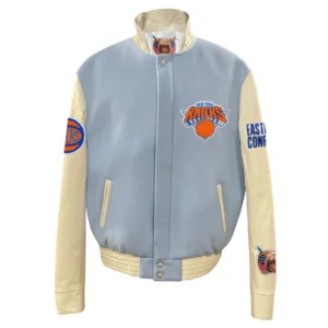 Baby Blue New York Knicks Old English Wool Varsity Jacket