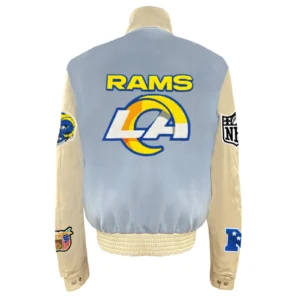 Baby Blue and Cream Los Angeles Rams Varsity Jacket 1