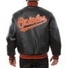 Baltimore Orioles Black Big & Tall Black Full Leather Varsity Jacket 1