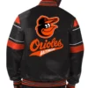 Baltimore Orioles Black Full-Snap Bomber Leather Jacket