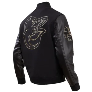 Baltimore Orioles Black & Gold Wool & Leather Varsity Jacket 1