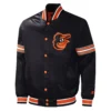 Baltimore Orioles Black Midfield Full-Snap Satin Varsity Jacket