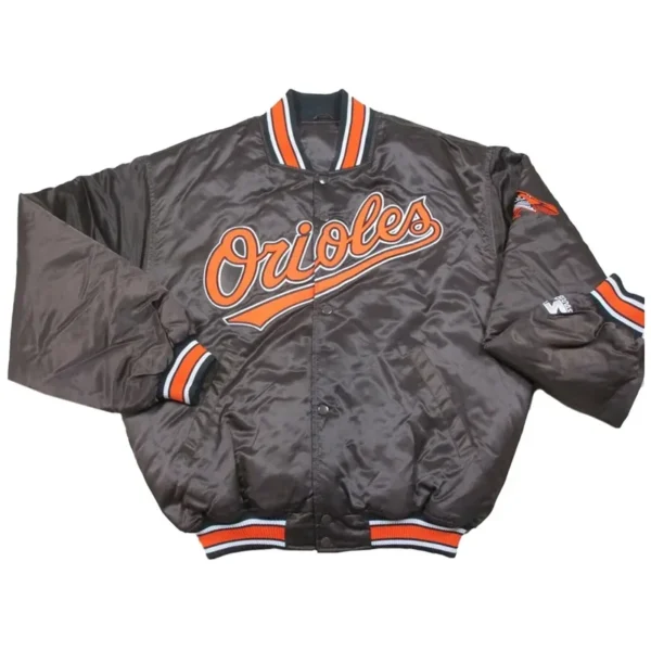 Baltimore Orioles Black Vintage Varsity Satin Jacket