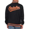 Baltimore Orioles Bomber Classic Rib knitted Black Satin Varsity Jacket 1