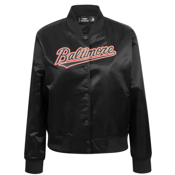 Baltimore Orioles Classic Women's Black Satin Varsity Jacket