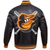 Baltimore Orioles Mashup Full-Snap Satin Varsity Black Jacket 1