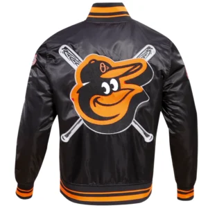 Baltimore Orioles Mashup Full-Snap Satin Varsity Black Jacket 1