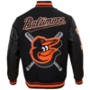 Baltimore Orioles Mashup Rib Knitted Wool & Leather Varsity Jacket 1