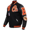 Baltimore Orioles Mashup Rib Knitted Wool & Leather Varsity Jacket 2