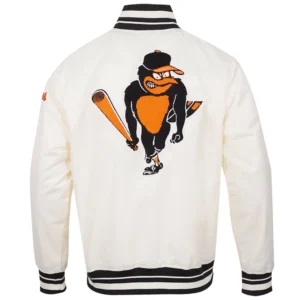 Baltimore Orioles Men’s Retro Classic Rib Satin Varsity Jacket 1