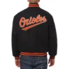 Baltimore Orioles One Color Handcrafted Logo Black Wool Varsity Jacket 1