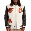 Baltimore Orioles Retro Classic Rib Knitted Wool & Leather Varsity Jacket