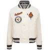Baltimore Orioles Retro Classic Women’s Full-Snap Satin Varsity White Jacket