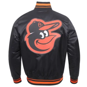 Baltimore Orioles Script Tail Full-Snap Satin Varsity Jacket 1