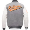 Baltimore Orioles Script Tail Wool & Leather Varsity Jacket 1