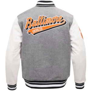 Baltimore Orioles Script Tail Wool & Leather Varsity Jacket 1
