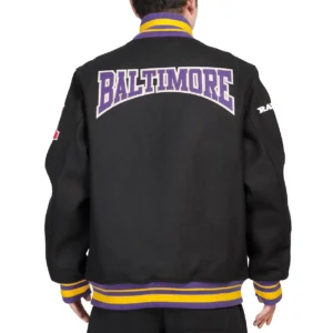 Baltimore Ravens Crest Black Varsity Jacket 1