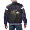 Baltimore Ravens Full-Zip Black Leather Varsity Jacket 1