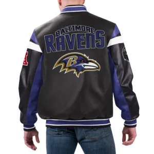 Baltimore Ravens Full-Zip Black Leather Varsity Jacket 1