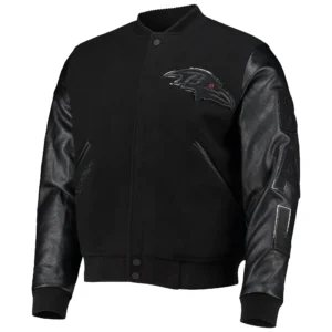 Baltimore Ravens Logo Triple Black Wool Varsity Jacket
