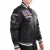 Baltimore Ravens Mashup Full-Snap Black Satin Varsity Jacket 1