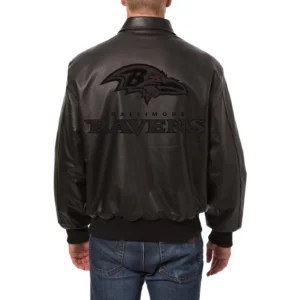 Baltimore Ravens Shirt Collar Tonal Black Bomber Jacket 1