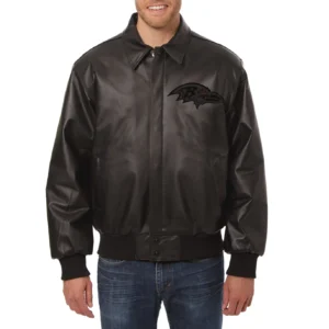 Baltimore Ravens Shirt Collar Tonal Black Bomber Jacket
